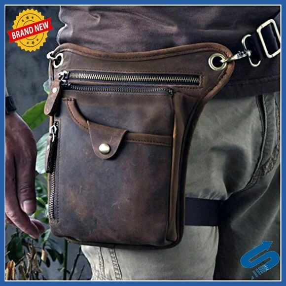 Genuine Leather Outdoor Sporting Waist Pack Messenger Shoulder Drop Leg Thigh